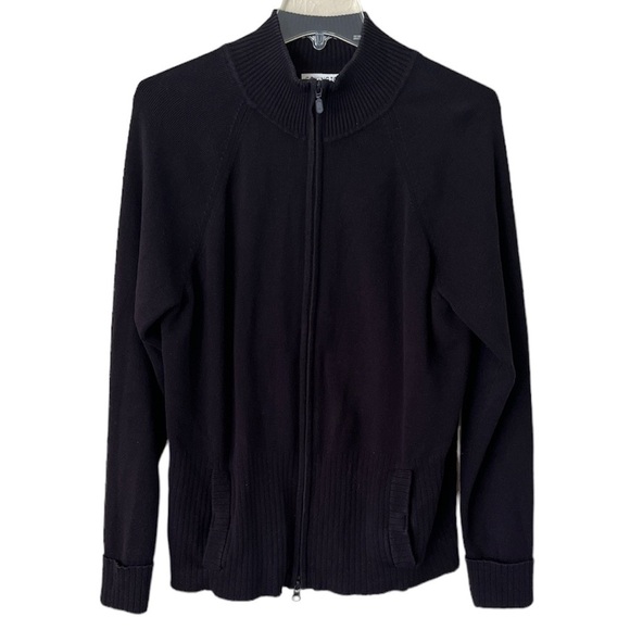 Covington black zip up sweater ribbed on bottom size XL (18) long sleeve cotton - Picture 1 of 14